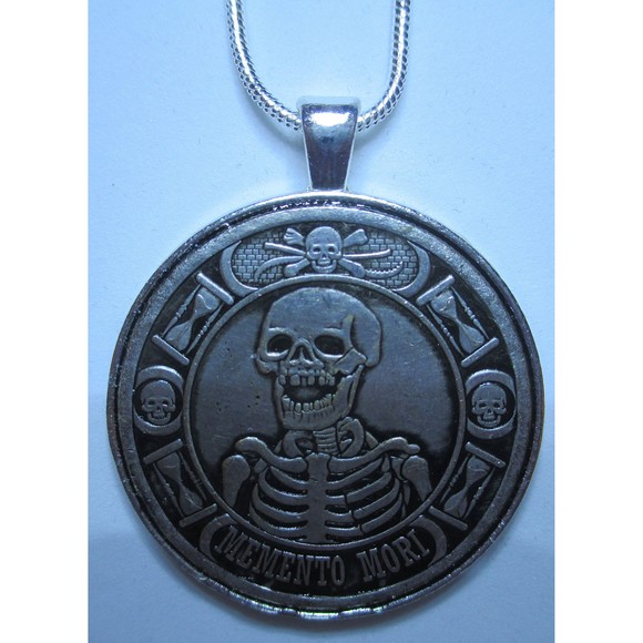 Memento Mori The Last Laugh  24+ Inch Sterling Silver Necklace, Coin Pendant - Picture 1 of 8